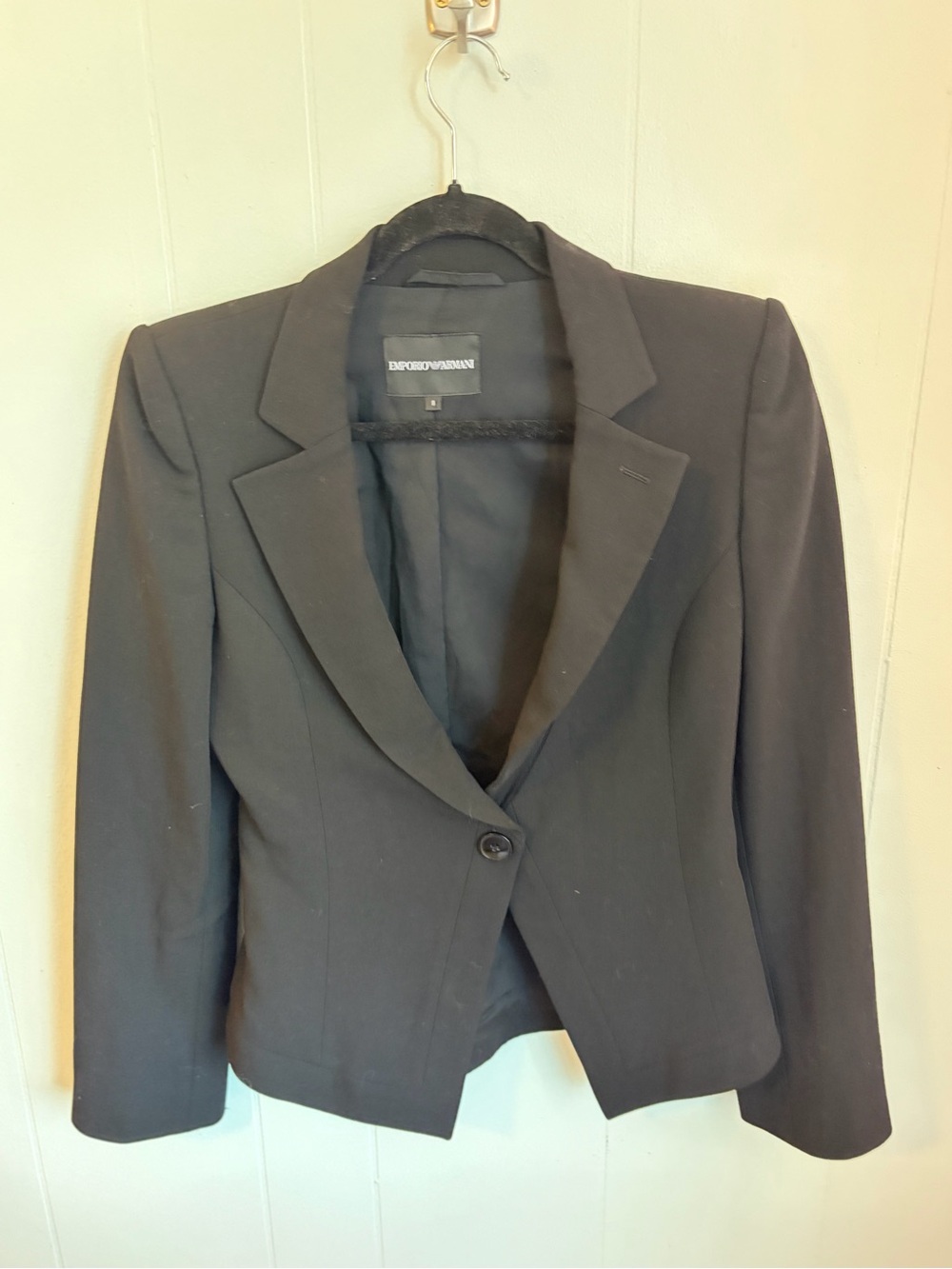 Emporio Armani Black Women's Fitted Single-Button Blazer
